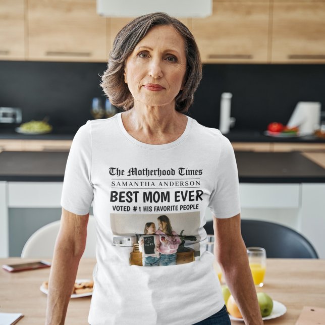Best Mum Ever Personalised Newspaper Photo  T-Shirt (Creator Uploaded)