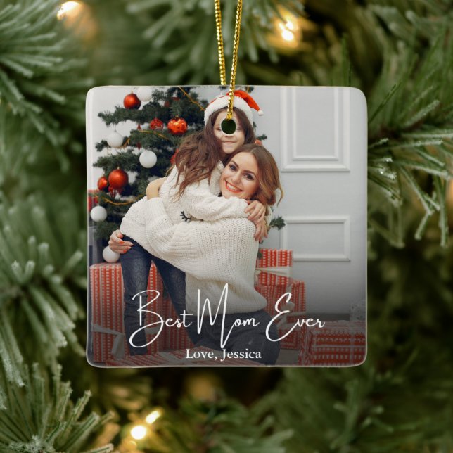 Best Mum Ever Personalised Photo Ceramic Ornament (Tree)