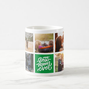 Best Mum Ever Personalised Photo Collage Green Coffee Mug