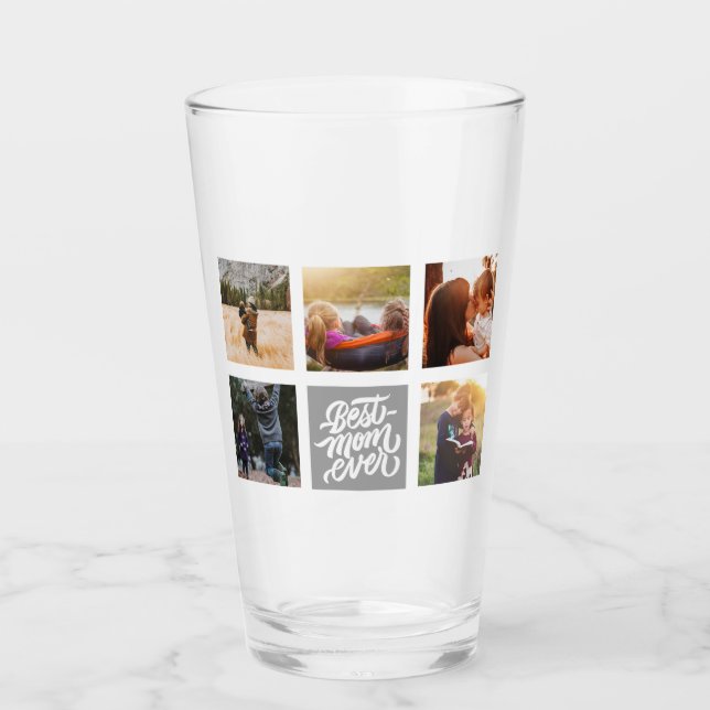 Best Mum Ever Personalised Photo Collage Grey Glass (Front)