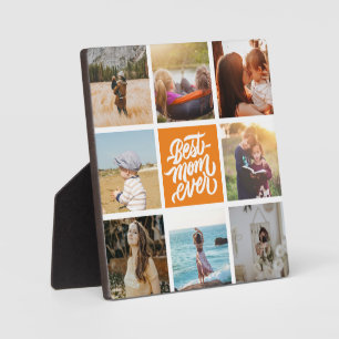 Best Mum Ever Personalised Photo Collage Orange Plaque