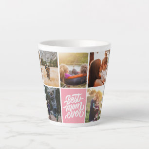 Best Mum Ever Personalised Photo Collage Pink Latte Mug