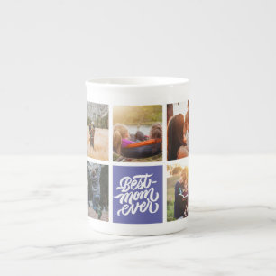 Best Mum Ever Personalised Photo Collage Very Peri Bone China Mug