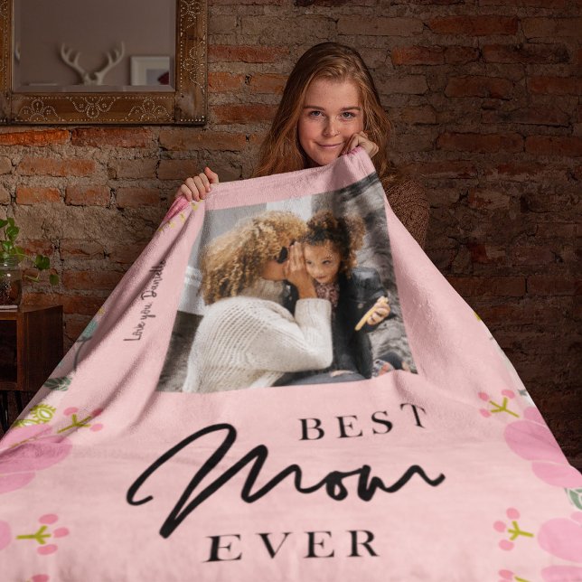 Best mum ever personalised photo Mothers Day Fleece Blanket (Creator Uploaded)