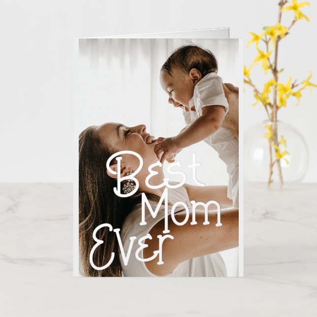 Best Mum Ever Personalised Photo Mothers Day Foil Greeting Card (Yellow Flower)