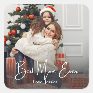 Best Mum Ever Personalised Photo Square Sticker
