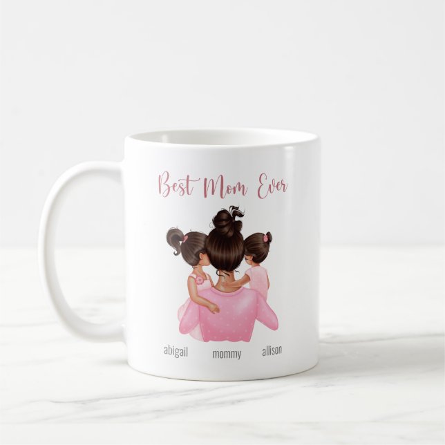 Best Mum Ever Personalised Pink Watercolor Coffee Mug (Left)