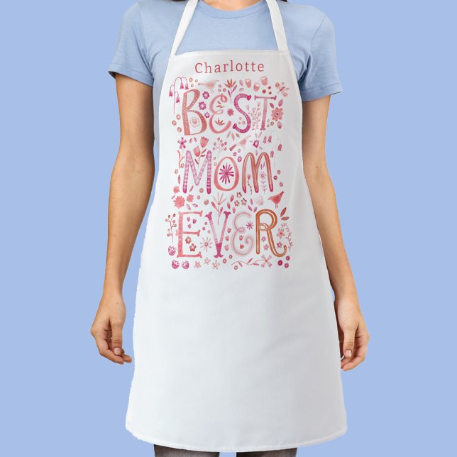 Best Mum Ever Personalised Watercolor Apron (Creator Uploaded)