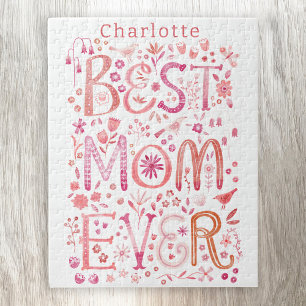 Best Mum Ever Personalised Watercolor Jigsaw Puzzle
