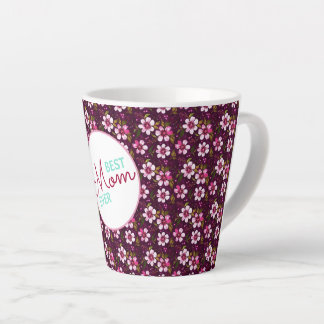 Best Mum Ever Personalised Wine and Pink Floral Latte Mug
