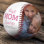 Best Mum Ever Photo Baseball<br><div class="desc">Custom mum baseball gift featuring the cute saying "best mum ever" in 2 shades of girly pink,  with the names of the children. Plus 2 photos for you to customise with your own to make this an extra special mothers day/birthday gift.</div>