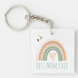 Best Mum Ever Photo Boho Rainbow Key Ring