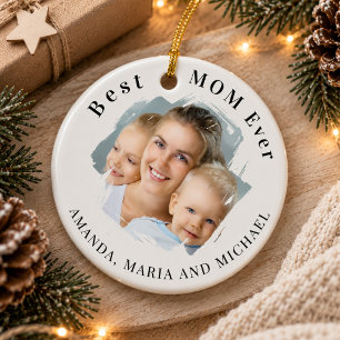 Best Mum Ever Photo Ceramic Tree Decoration