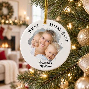 Best Mum Ever Photo Ceramic Tree Decoration