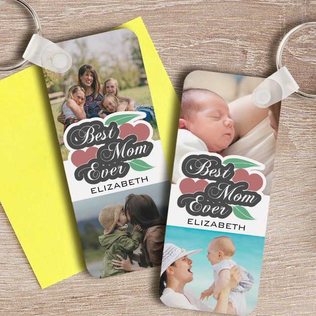 Best Mum Ever Photo Collage Birthday Keepsake Cute Key Ring (Creator Uploaded)