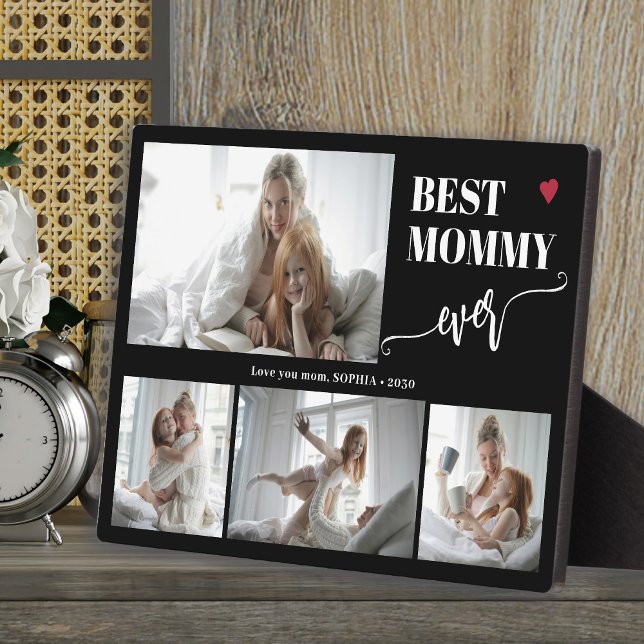 Best mum ever photo collage black plaque (Creator Uploaded)