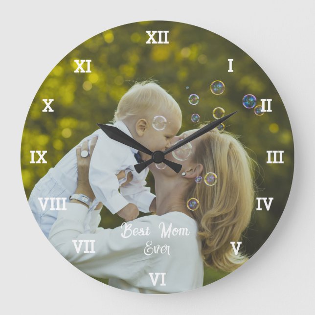 Best Mum Ever Photo Collage Create Your Own  Large Clock (Front)