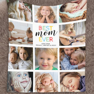 Best Mum Ever Photo Collage Fleece Blanket