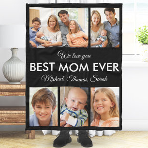 Best Mum Ever Photo Collage Mothers Day Fleece Blanket