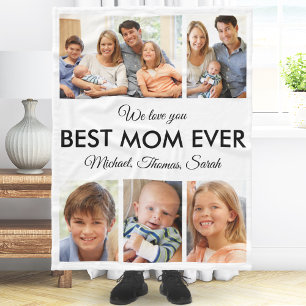 Best Mum Ever Photo Collage Mothers Day Fleece Blanket