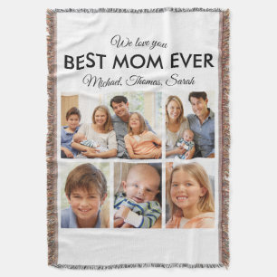 Best Mum Ever Photo Collage Mothers Day Throw Blanket