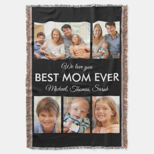 Best Mum Ever Photo Collage Mothers Day Throw Blanket
