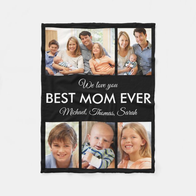 Best Mum Ever Photo Collage Mothers Fleece Blanket (Front)