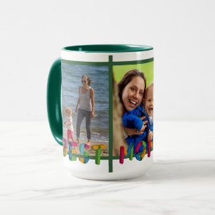 Best Mum Ever Photo Collage Personalised Green Mug