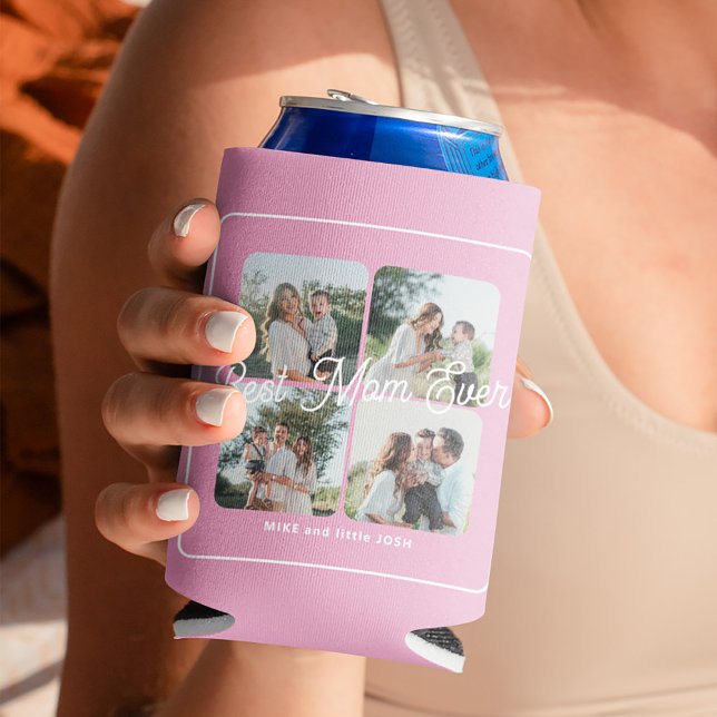 Best Mum Ever photo collage personalised keepsake Can Cooler (Creator Uploaded)