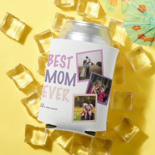 Best Mum Ever Photo Collage Personalised Pastel Can Cooler