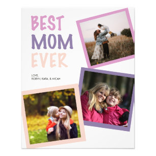 Best Mum Ever Photo Collage Personalised Pastel Print