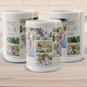 Best Mum Ever Photo Collage Personalised Stone Coffee Mug