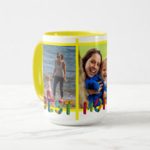 Best Mum Ever Photo Collage Personalised Yellow