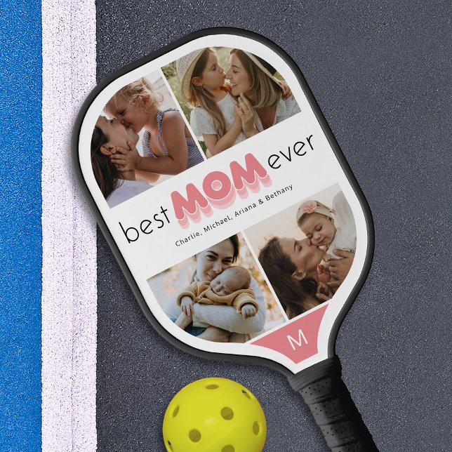 Best Mum Ever Photo Collage Pickleball Paddle (Creator Uploaded)