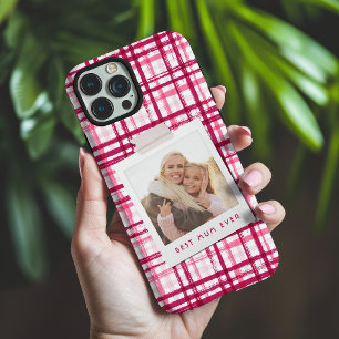 Best Mum Ever Photo Cute Modern Red Pink Pattern iPhone 16 Pro Max Case