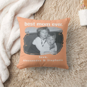 Best mum ever photo keepsake custom names peach  cushion
