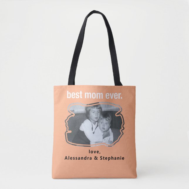 Best mum ever photo keepsake names custom peach  tote bag (Front)