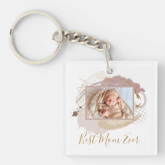 Best Mum Ever Photo Modern Key Ring (Front)