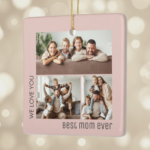Best Mum Ever Photo Mother's Day Blush Pink Ceramic Ornament