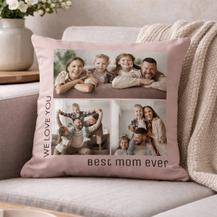 Best Mum Ever Photo Mother's Day Blush Pink Cushion