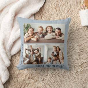 Best Mum Ever Photo Mother's Day Dusty Blue Cushion
