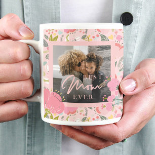 Best mum ever photo Mothers Day pink wildflowers Coffee Mug