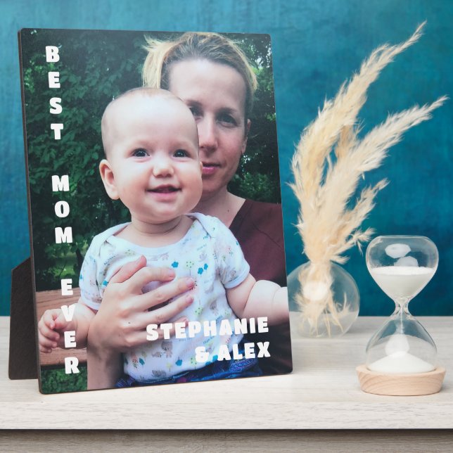 Best Mum Ever Photo names keepsake typography  Plaque (Side)