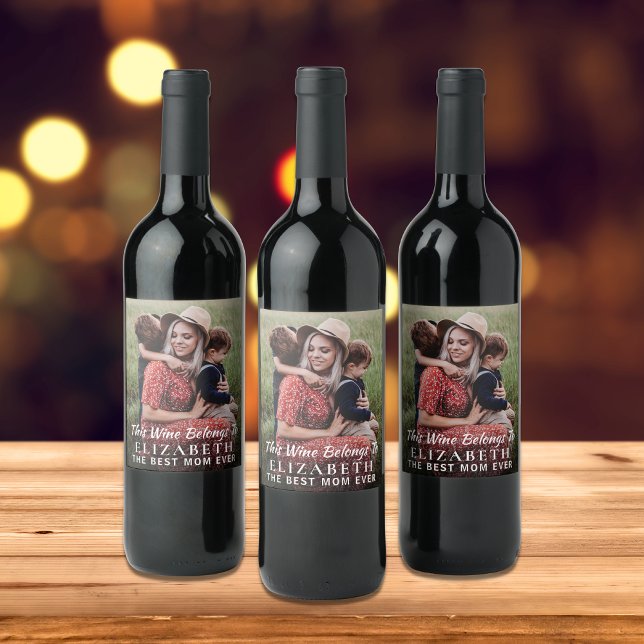 Best Mum Ever Photo Personalised Wine Label (Creator Uploaded)