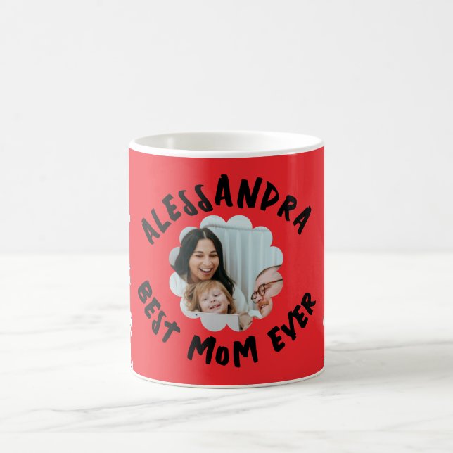 Best mum ever photo typography monogram floral  coffee mug (Center)