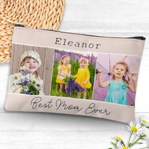 Best Mum Ever Pink 3 Photos Monogrammed Accessory Pouch