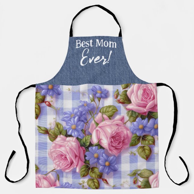 Best Mum Ever Pink Floral All-Over Print Apron (Front)