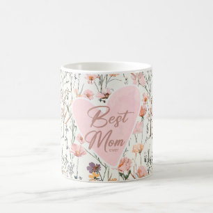 Best Mum Ever Pink Floral Heart Coffee Mug