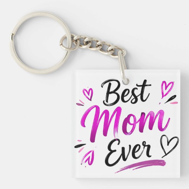 Best Mum Ever Pink Heart Key Ring (Front)