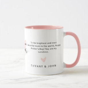 Best Mum Ever Pink Heart Script Cute Message  Mug